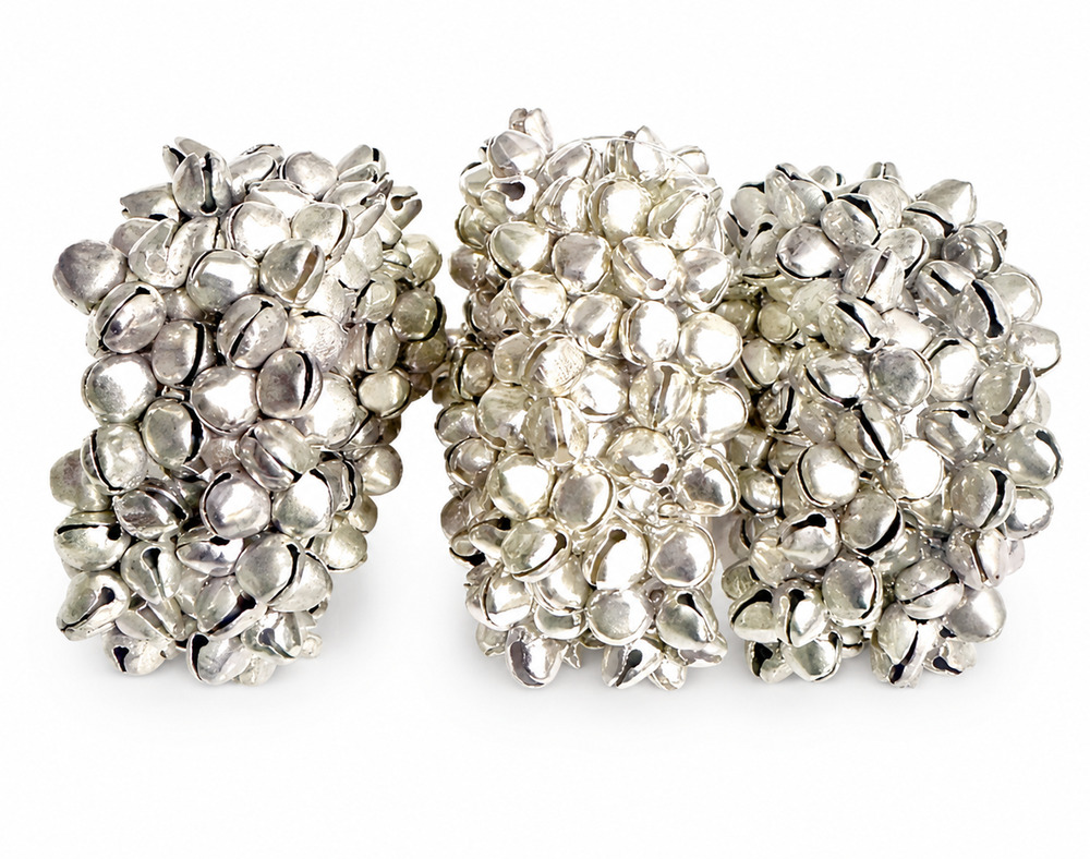 KIM SEYBERT SET OF 3 SILVER JINGLE BELLS NAPKIN RINGS NEIMAN MARCUS